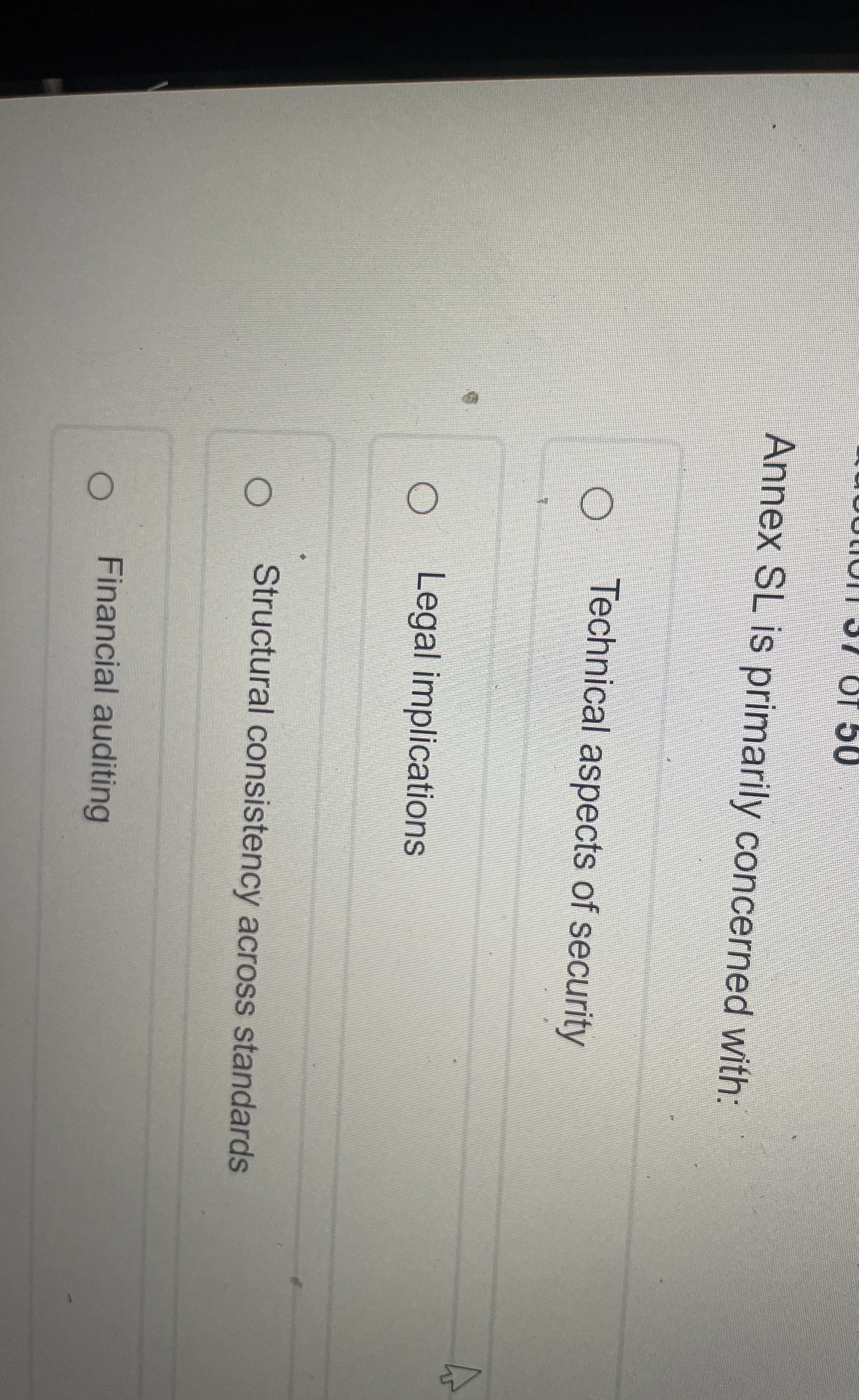  Annex SL is primarily concerned with: 