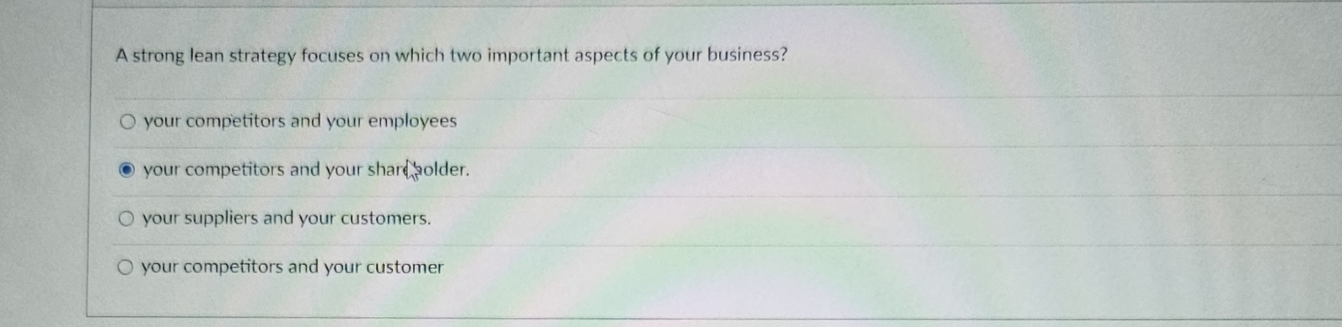  A strong lean strategy focuses on which two important aspects of