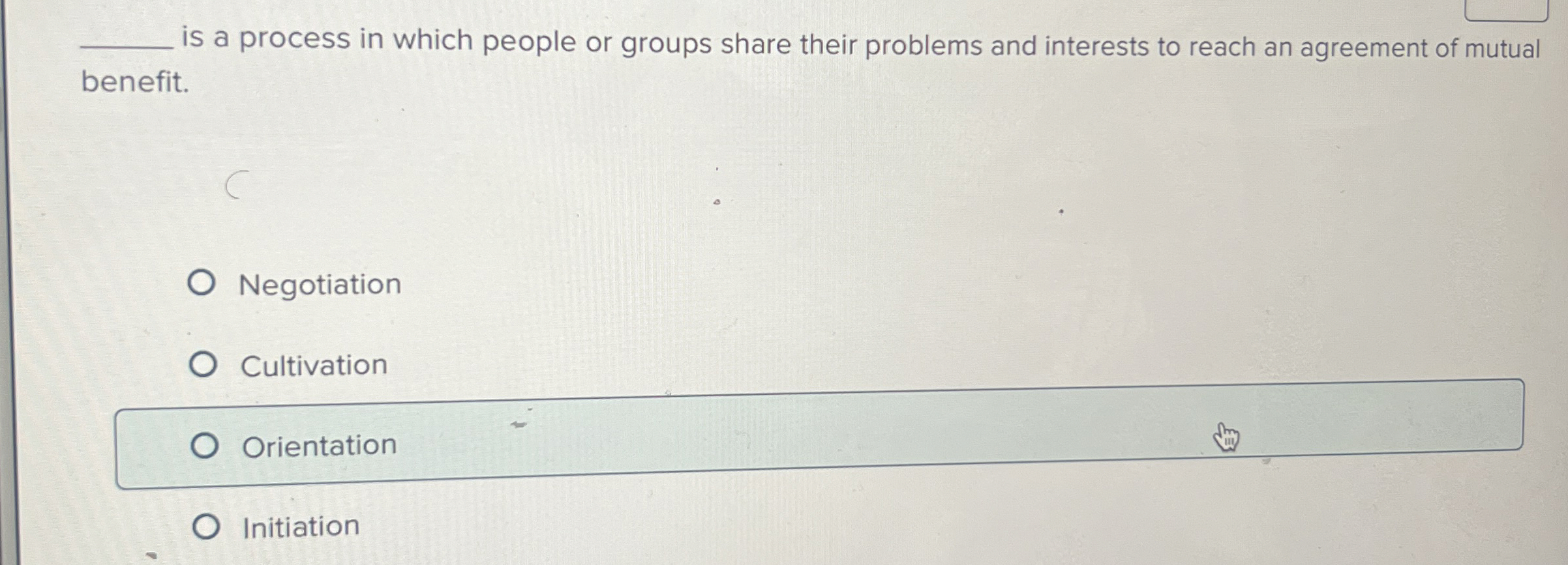  is a process in which people or groups share their problems
