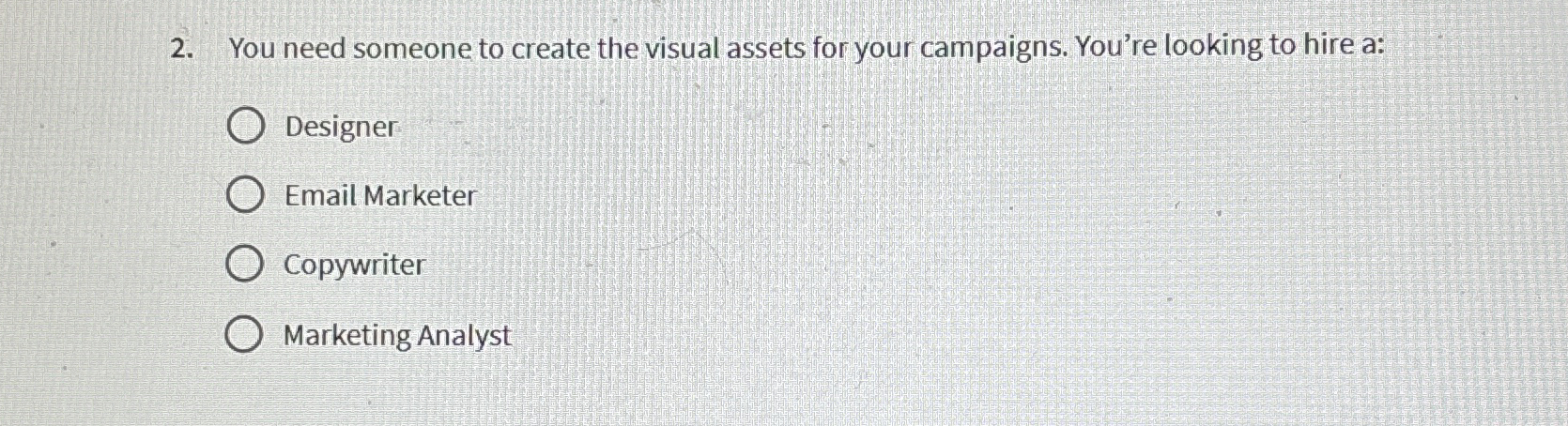  You need someone to create the visual assets for your campaigns.