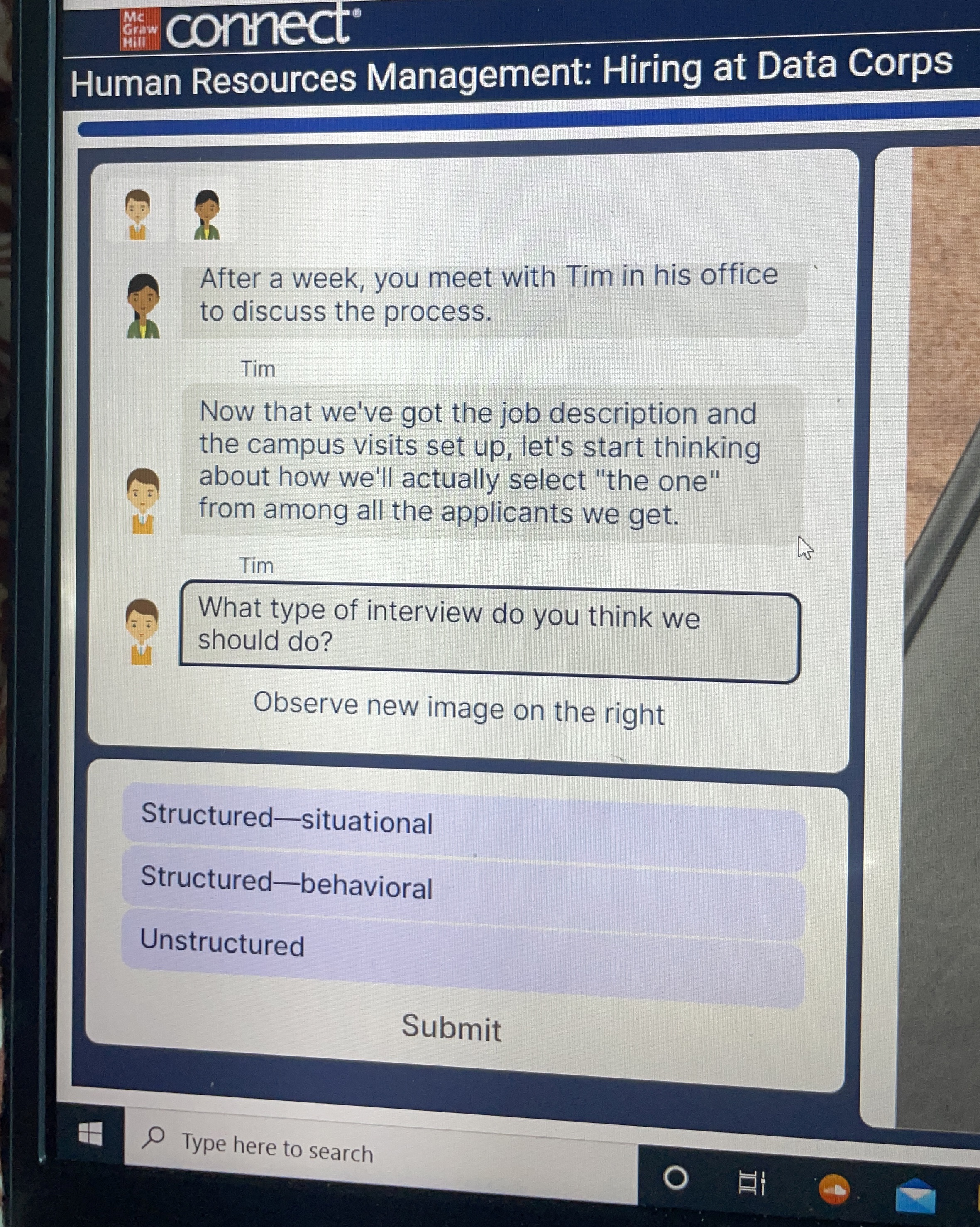  connect Human Resources Management: Hiring at Data Corps After a week,