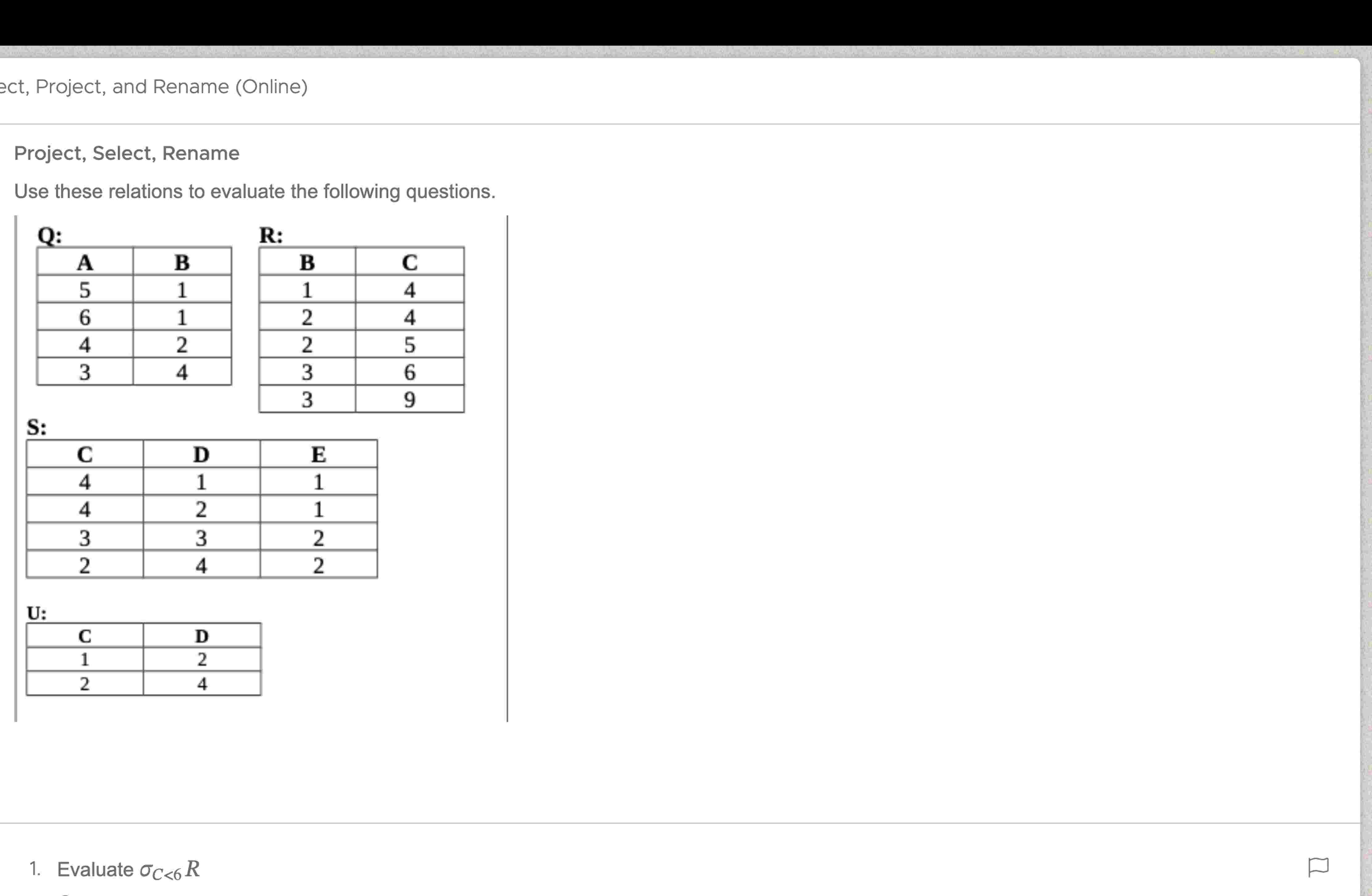  ect, Project, and Rename (Online) Project, Select, Rename Use these relations