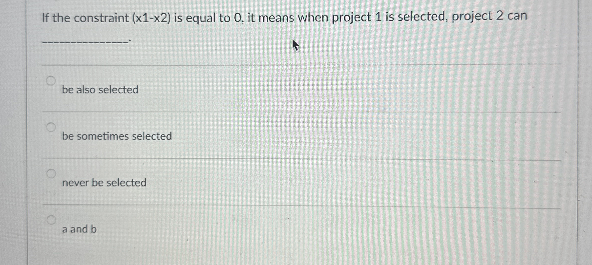  If the constraint (x1-x2) is equal to 0, it means when