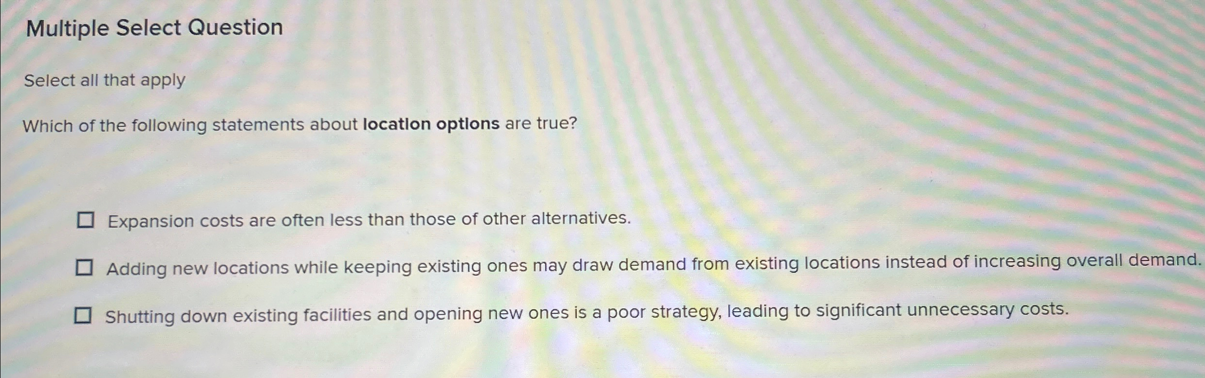  Multiple Select Question Select all that apply Which of the following