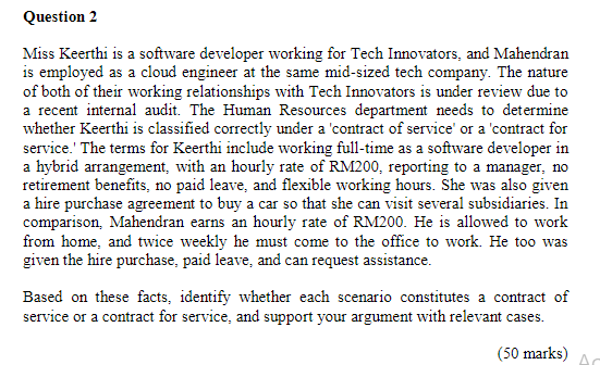  Question 2 Miss Keerthi is a software developer working for Tech