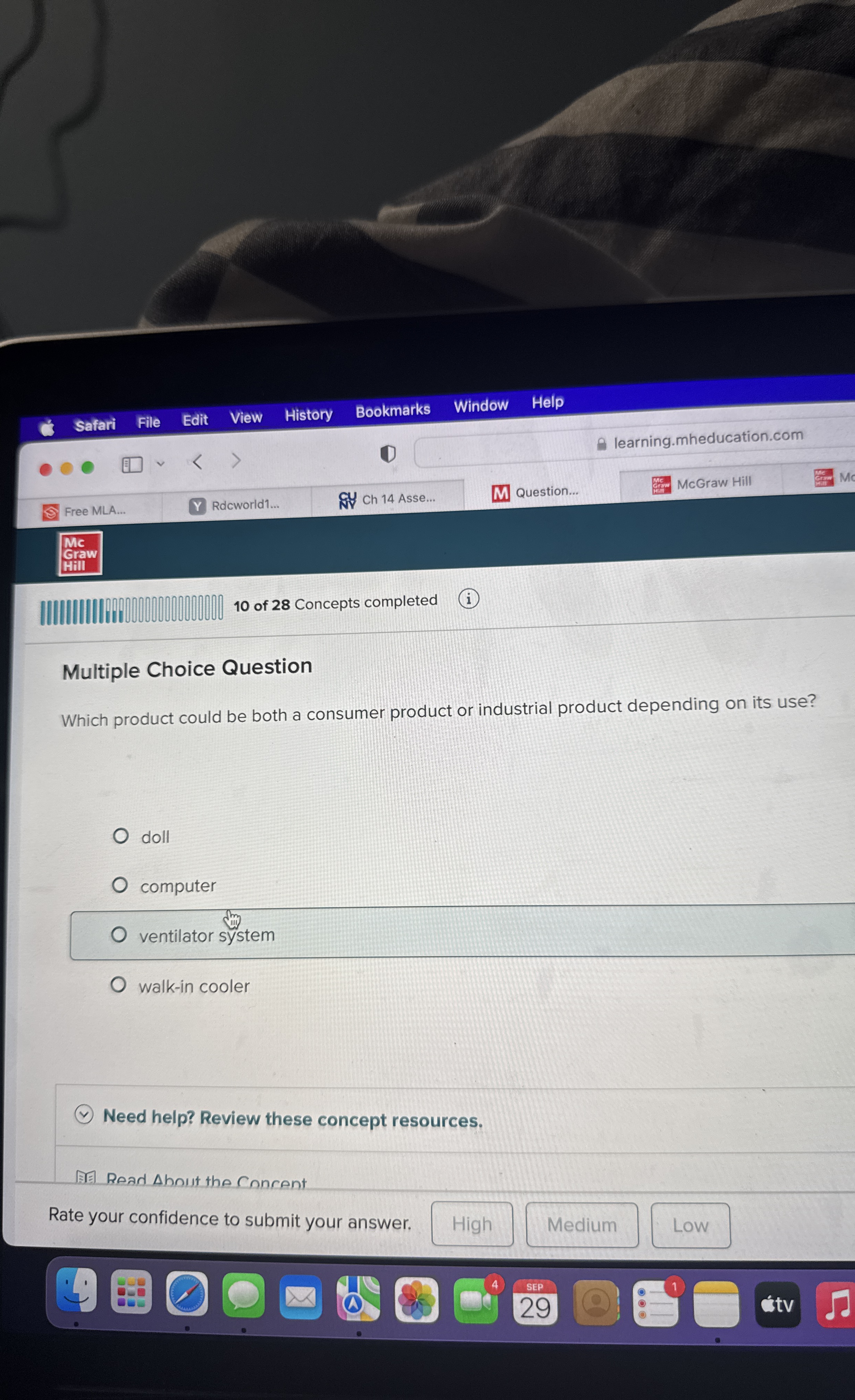  Multiple Choice Question Which product could be both a consumer product