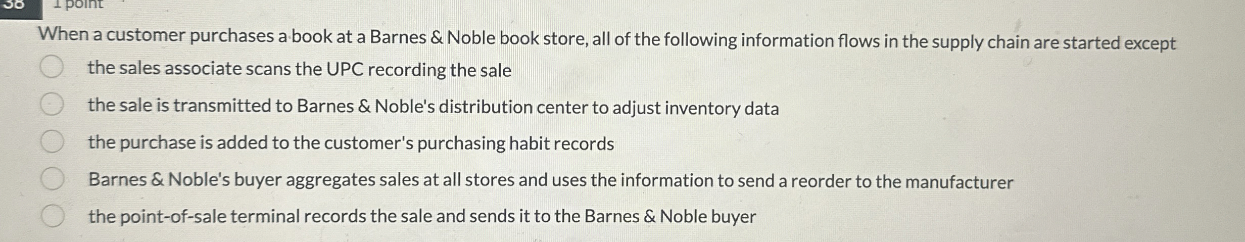  When a customer purchases a book at a Barnes & Noble