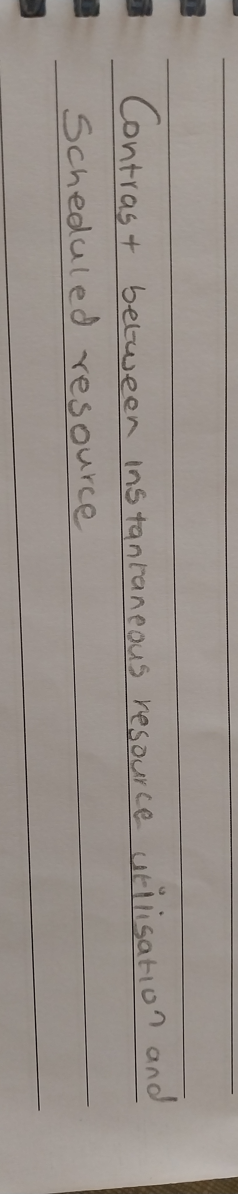 Contras + between instantaneous resource utilisation and Scheduled resource 