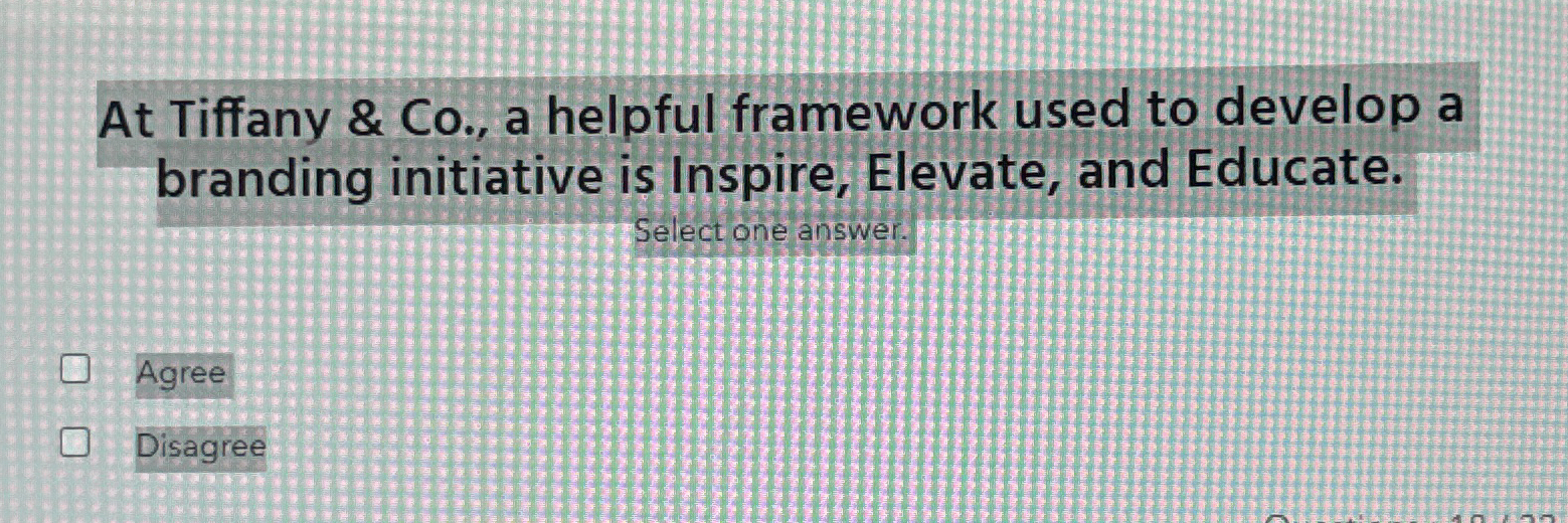  At Tiffany & Co., a helpful framework used to develop a