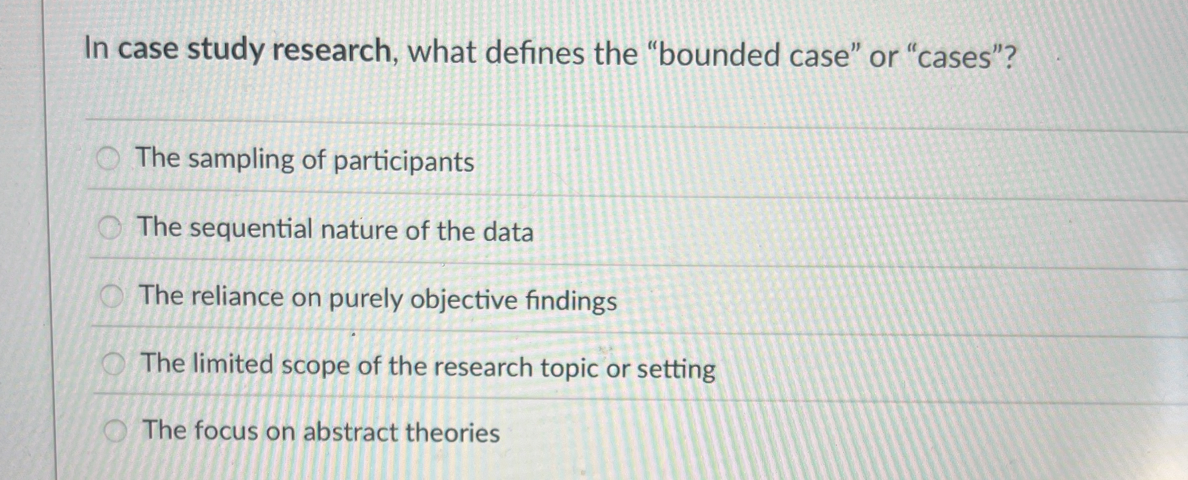  In case study research, what defines the "bounded case" or "cases"?