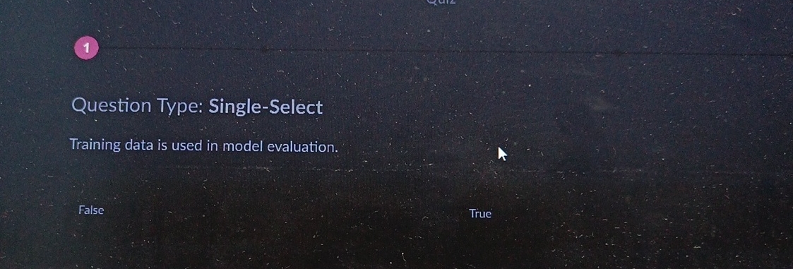  1 Question Type: Single-Select Training data is used in model evaluation.