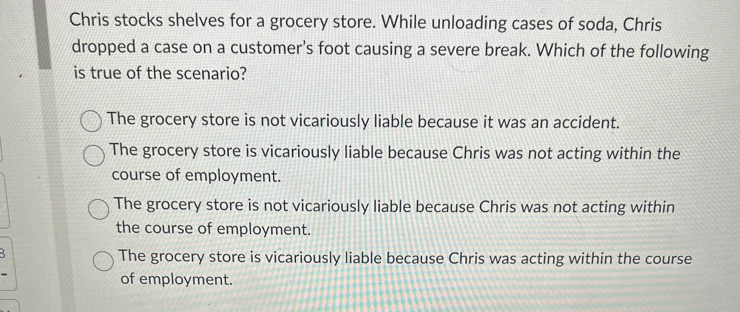  Chris stocks shelves for a grocery store. While unloading cases of