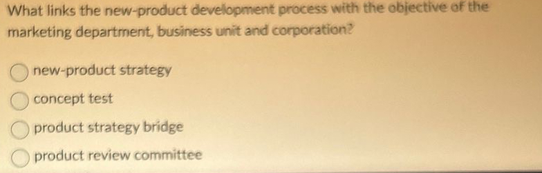  What links the new-product development process with the objective of the