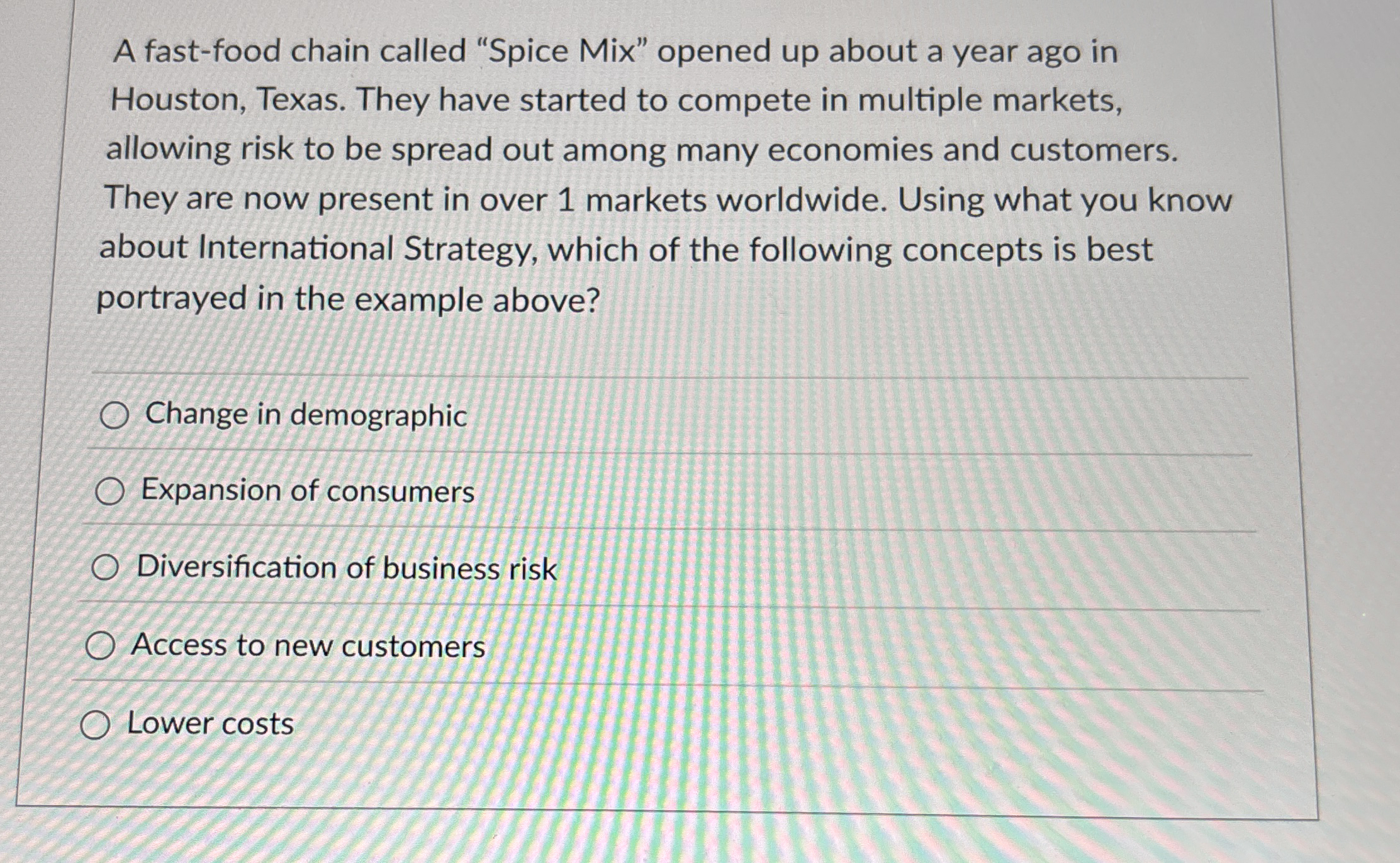  A fast-food chain called "Spice Mix" opened up about a year