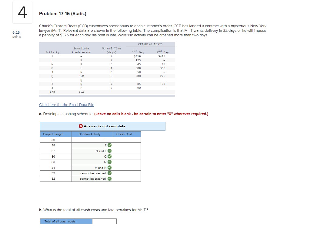 Problem 17-16(Static) Chuck's Custom Boats (CCB) customizes speedboats to each customer's