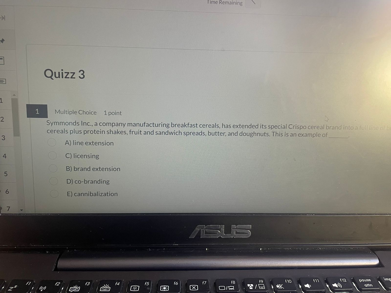  Time Remaining Quizz 3 1 Multiple Choice 1 point 2 Symmonds