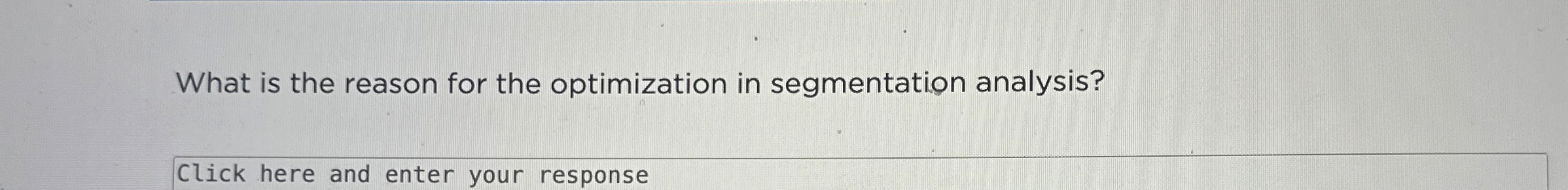  What is the reason for the optimization in segmentation analysis? Click