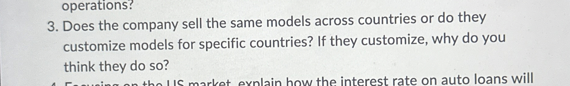  operations? Does the company sell the same models across countries or