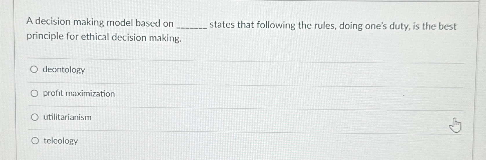  A decision making model based on states that following the rules,