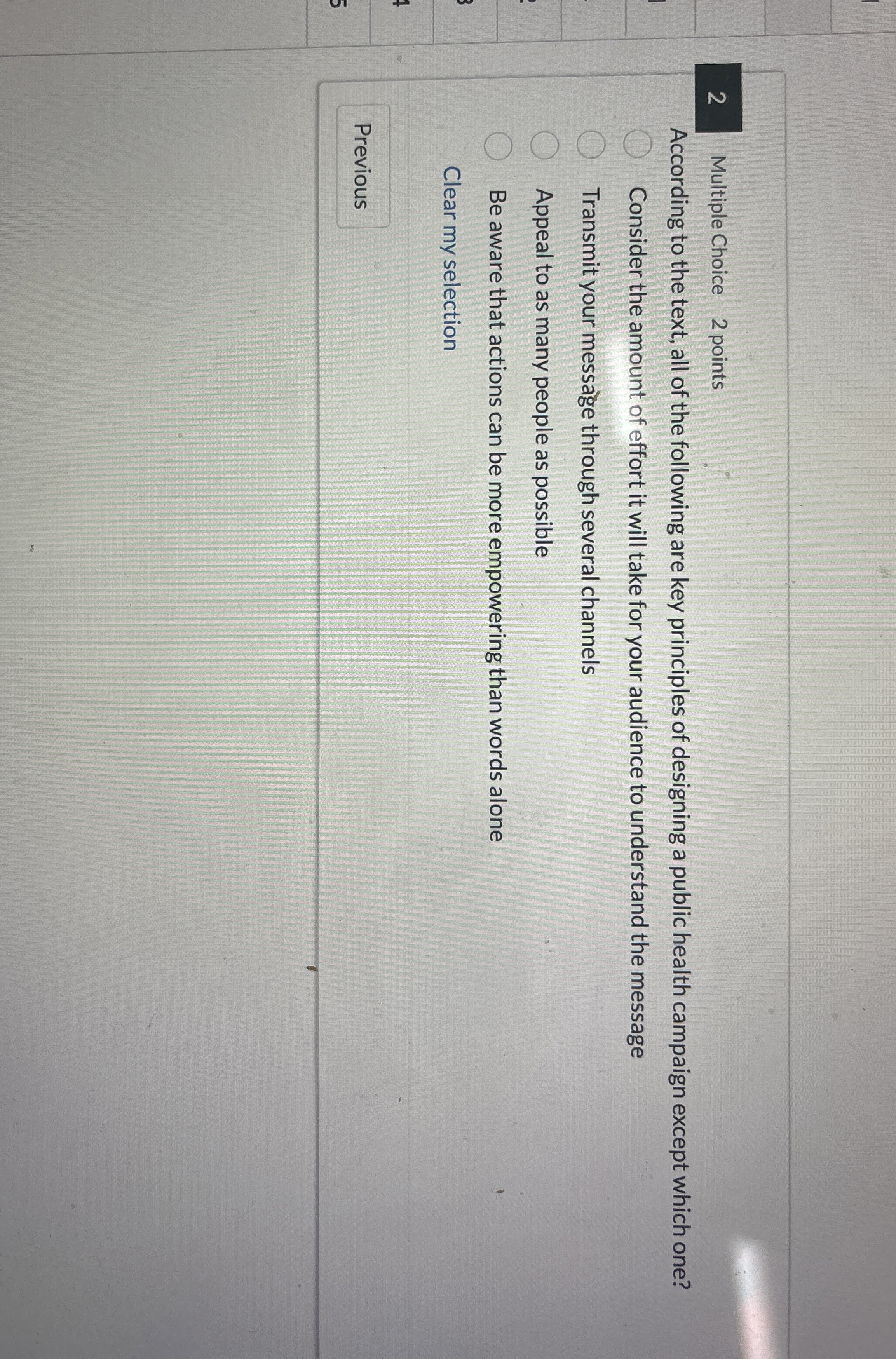  2 Multiple Choice 2 points According to the text, all of