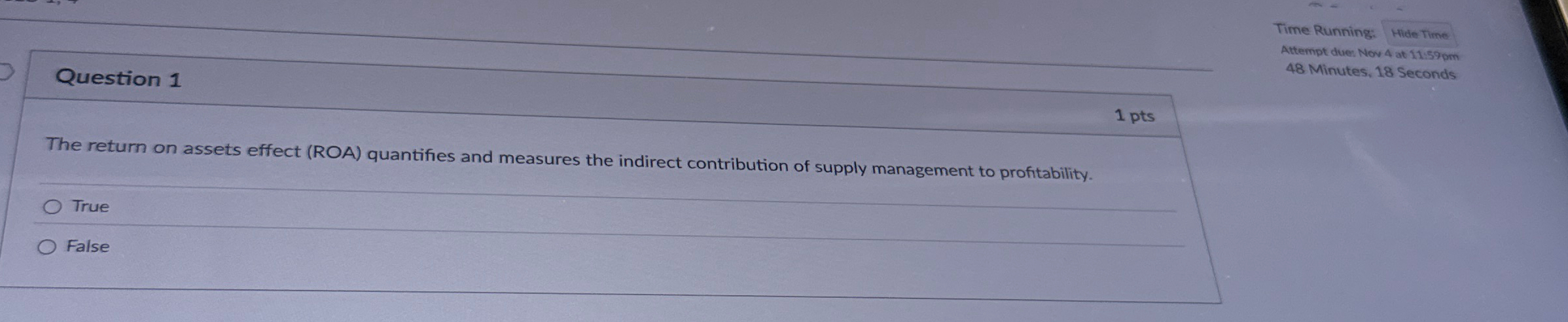  Time Running: Hide Time Attempt due: Nov 4 at 11.59 pm