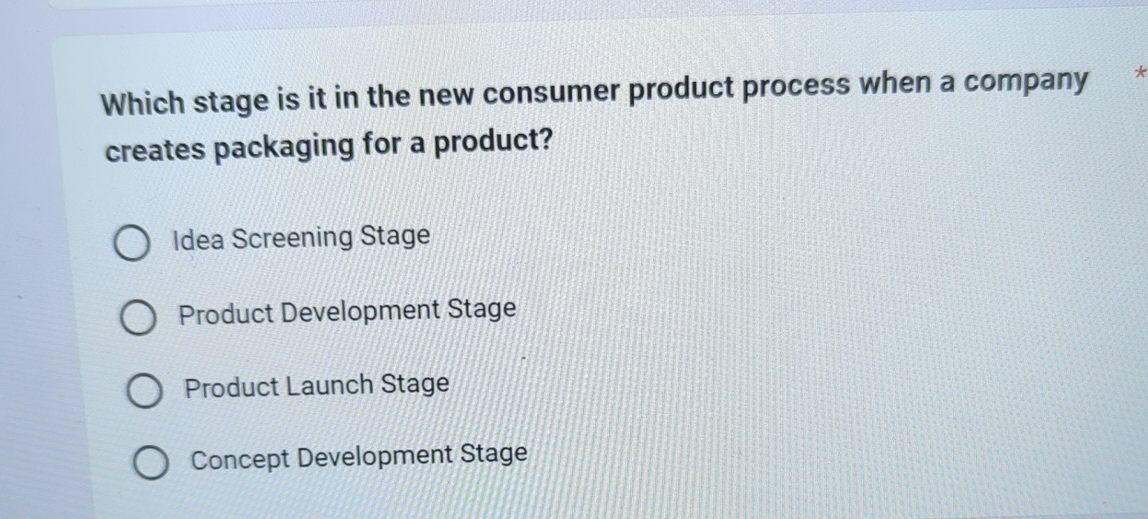 Which stage is it in the new consumer product process when