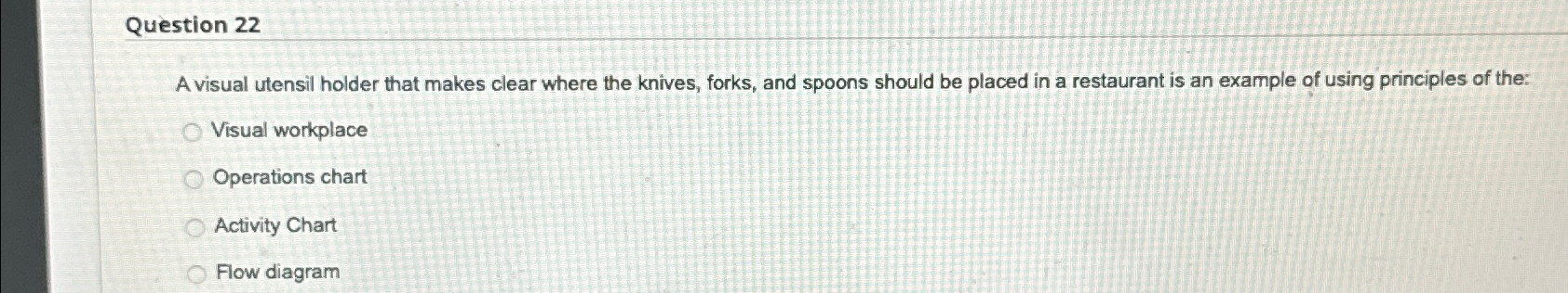  Question 22 A visual utensil holder that makes clear where the