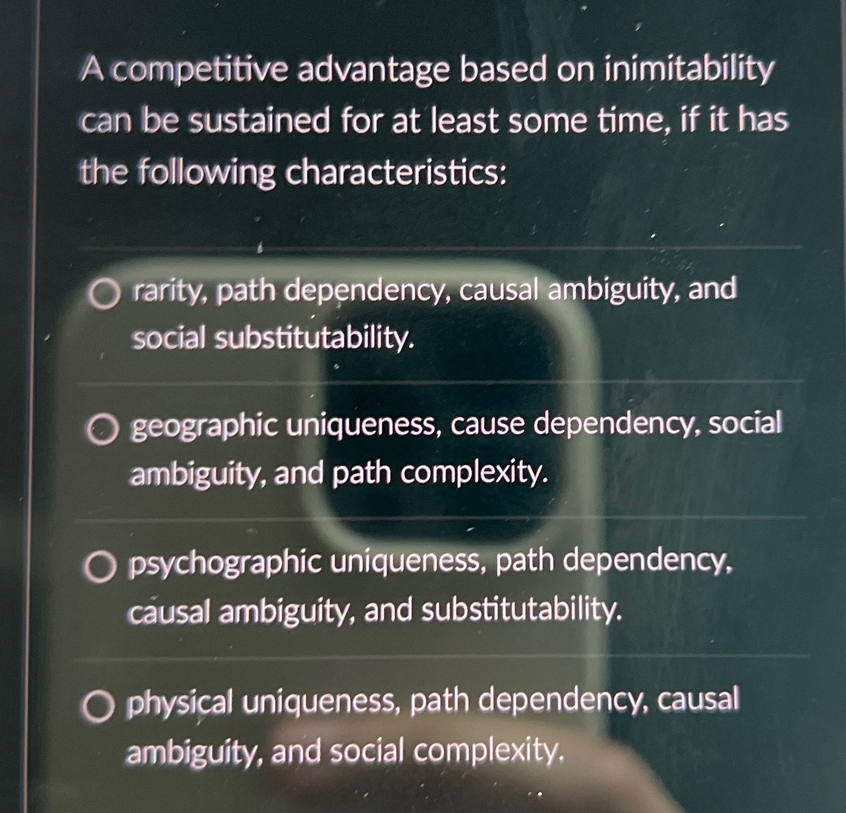  A competitive advantage based on inimitability can be sustained for at