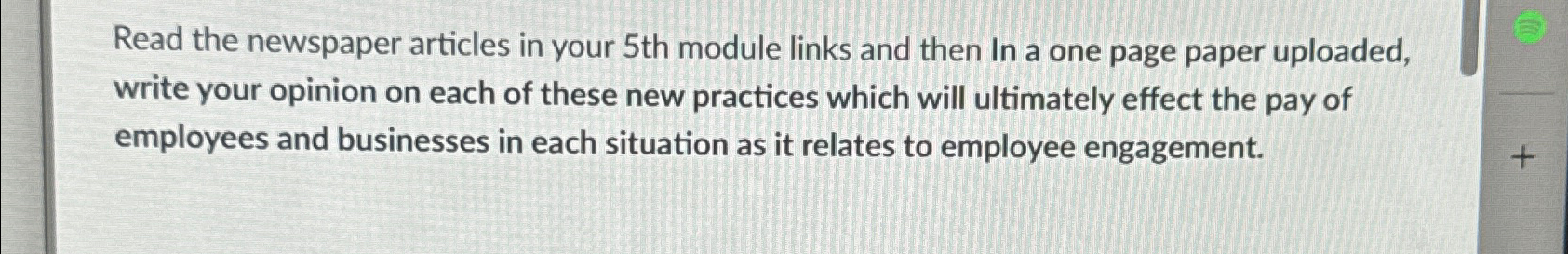  Read the newspaper articles in your 5th module links and then
