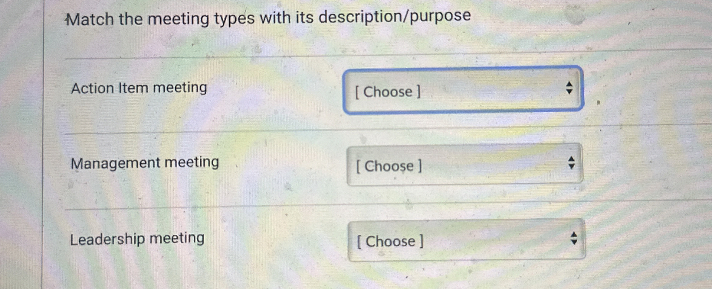  [Choose ] focus on larger issues focus on specific short-term priorities