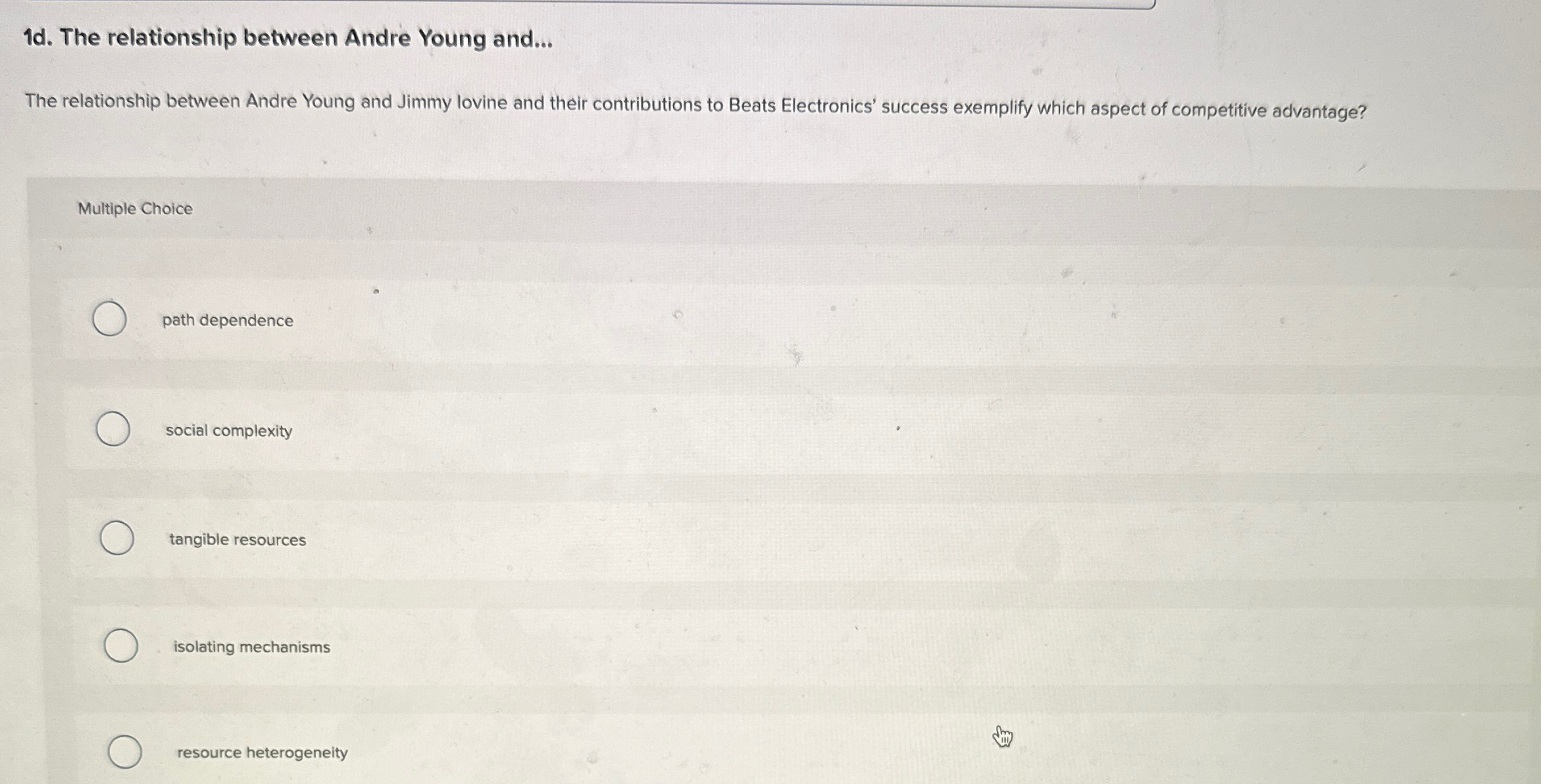  1d. The relationship between Andre Young and... The relationship between Andre