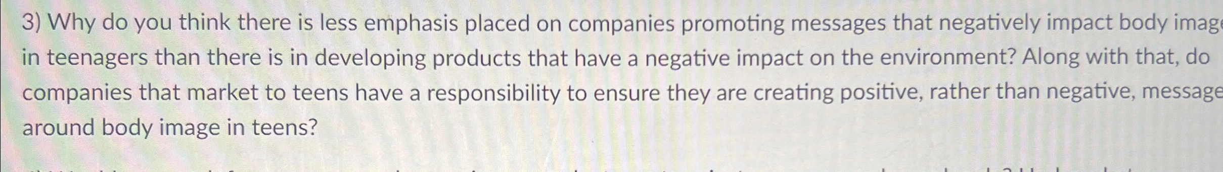  Why do you think there is less emphasis placed on companies