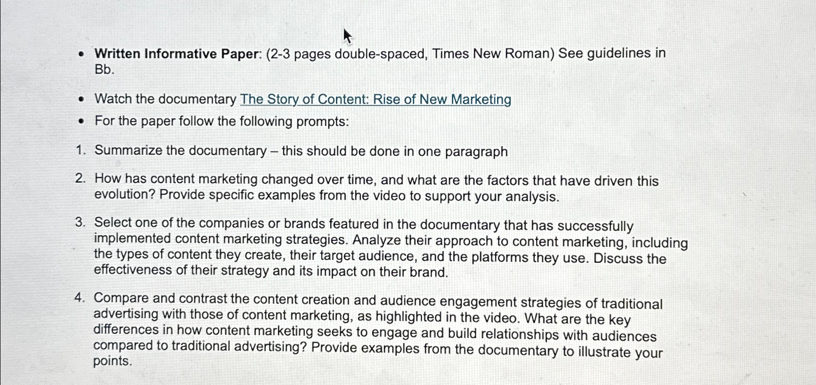  Written Informative Paper: (2-3 pages double-spaced, Times New Roman) See guidelines