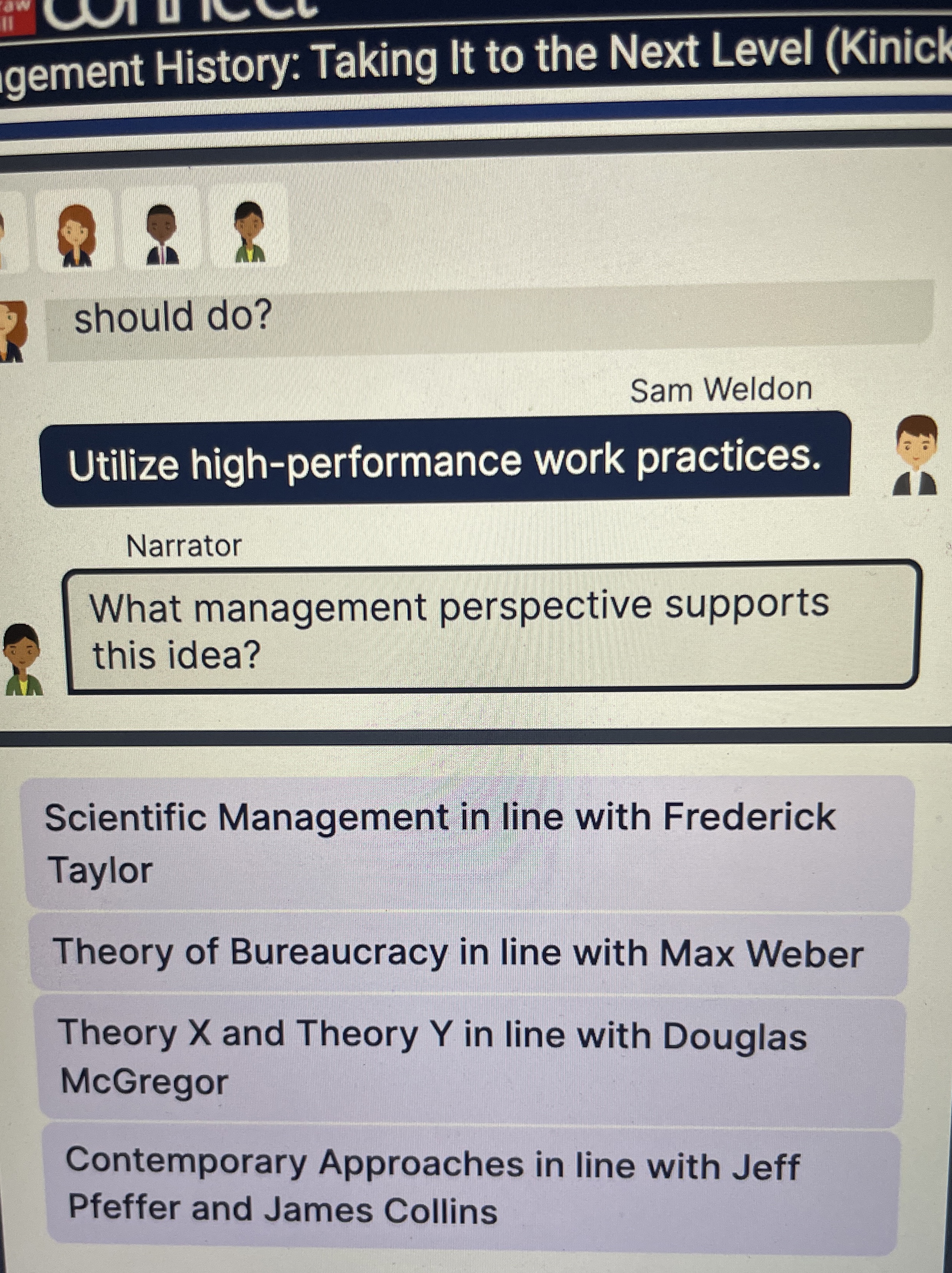  gement History: Taking It to the Next Level (Kinic) should do?