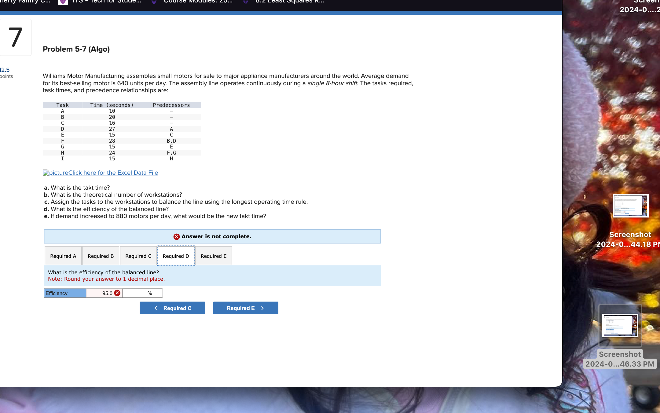  Problem 5-7(Algo) Williams Motor Manufacturing assembles small motors for sale to