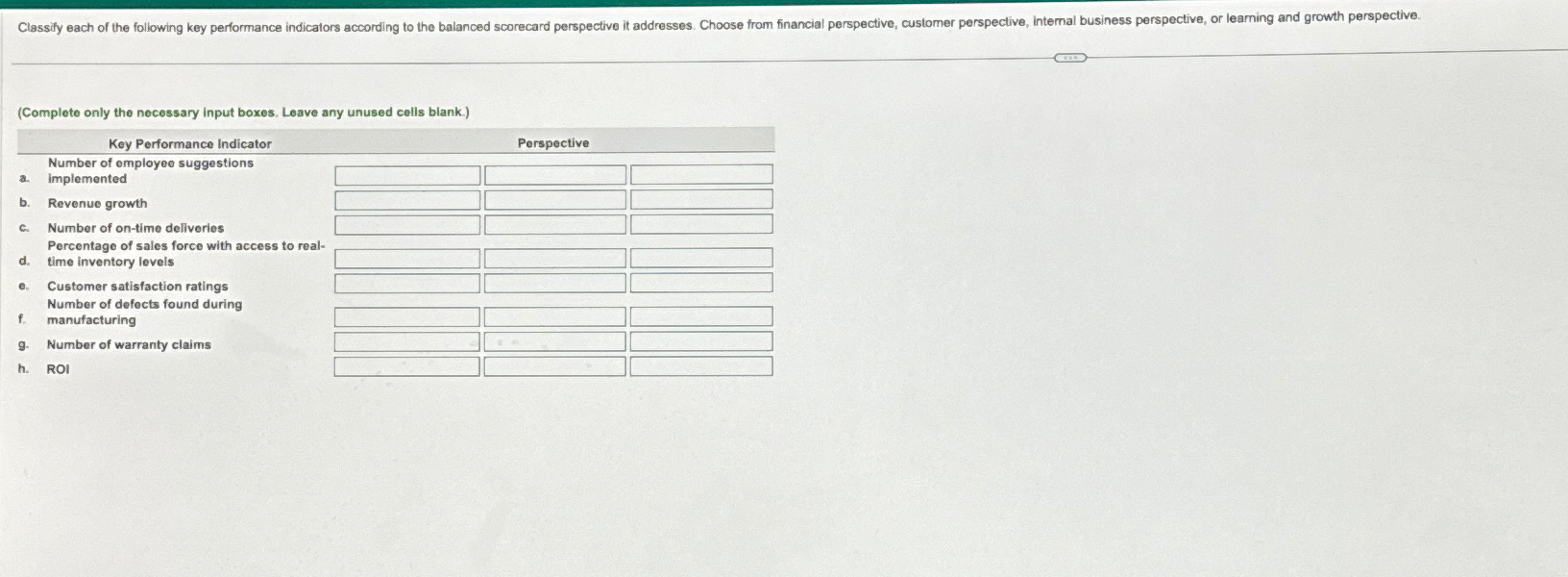  (Complete only the necessary input boxes. Leave any unused cells blank.)