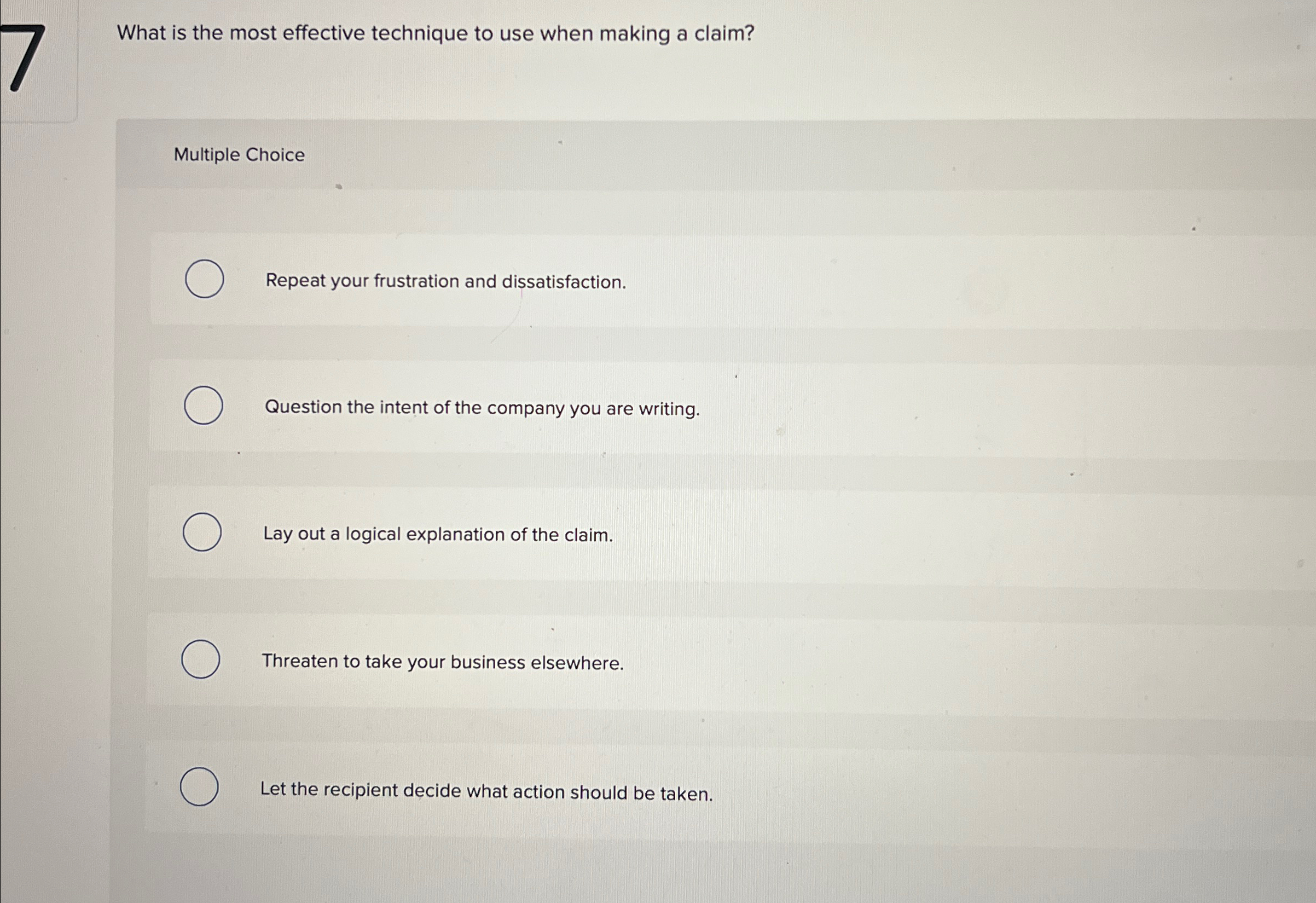  What is the most effective technique to use when making a
