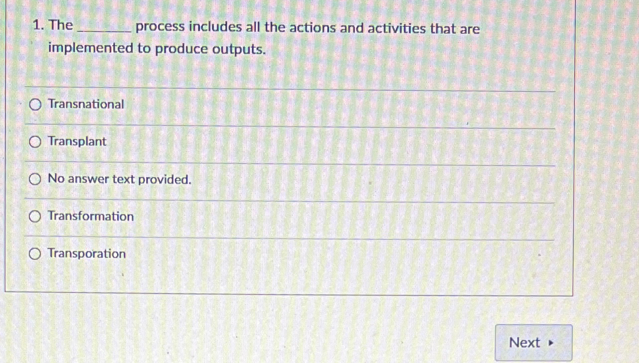  The process includes all the actions and activities that are implemented