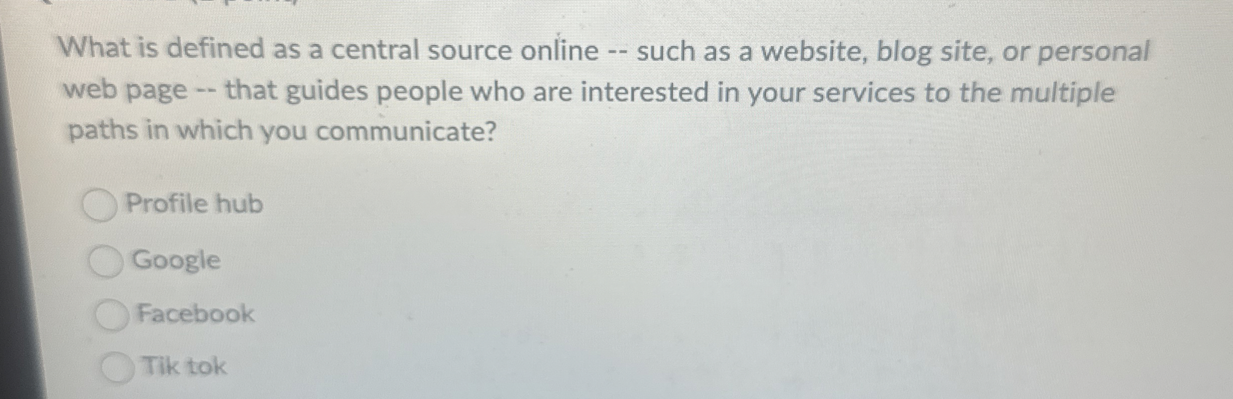  What is defined as a central source online -- such as