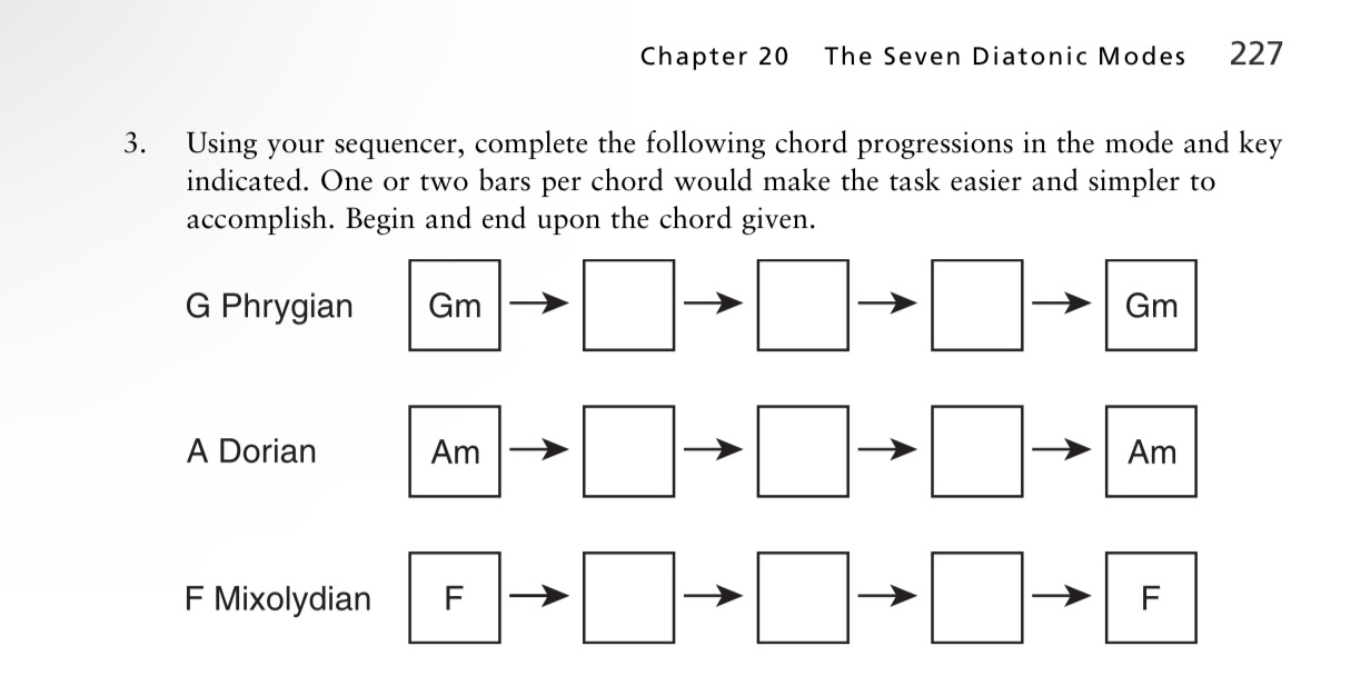  Chapter 20 The Seven Diatonic Modes 227 3. Using your sequencer,