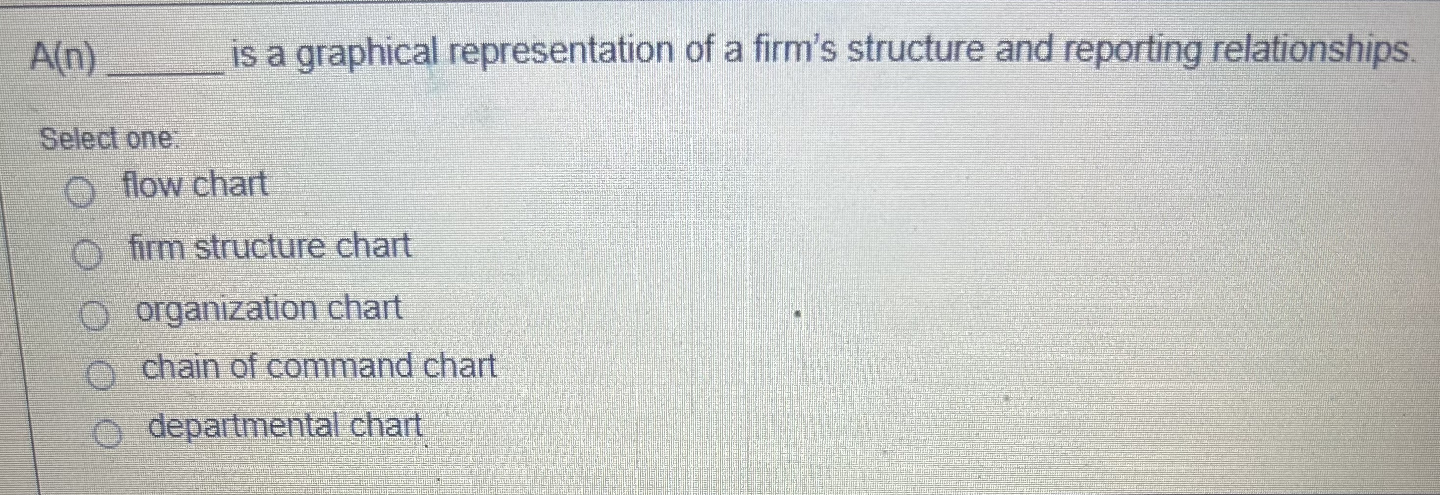  A(n) is a graphical representation of a firm's structure and reporting
