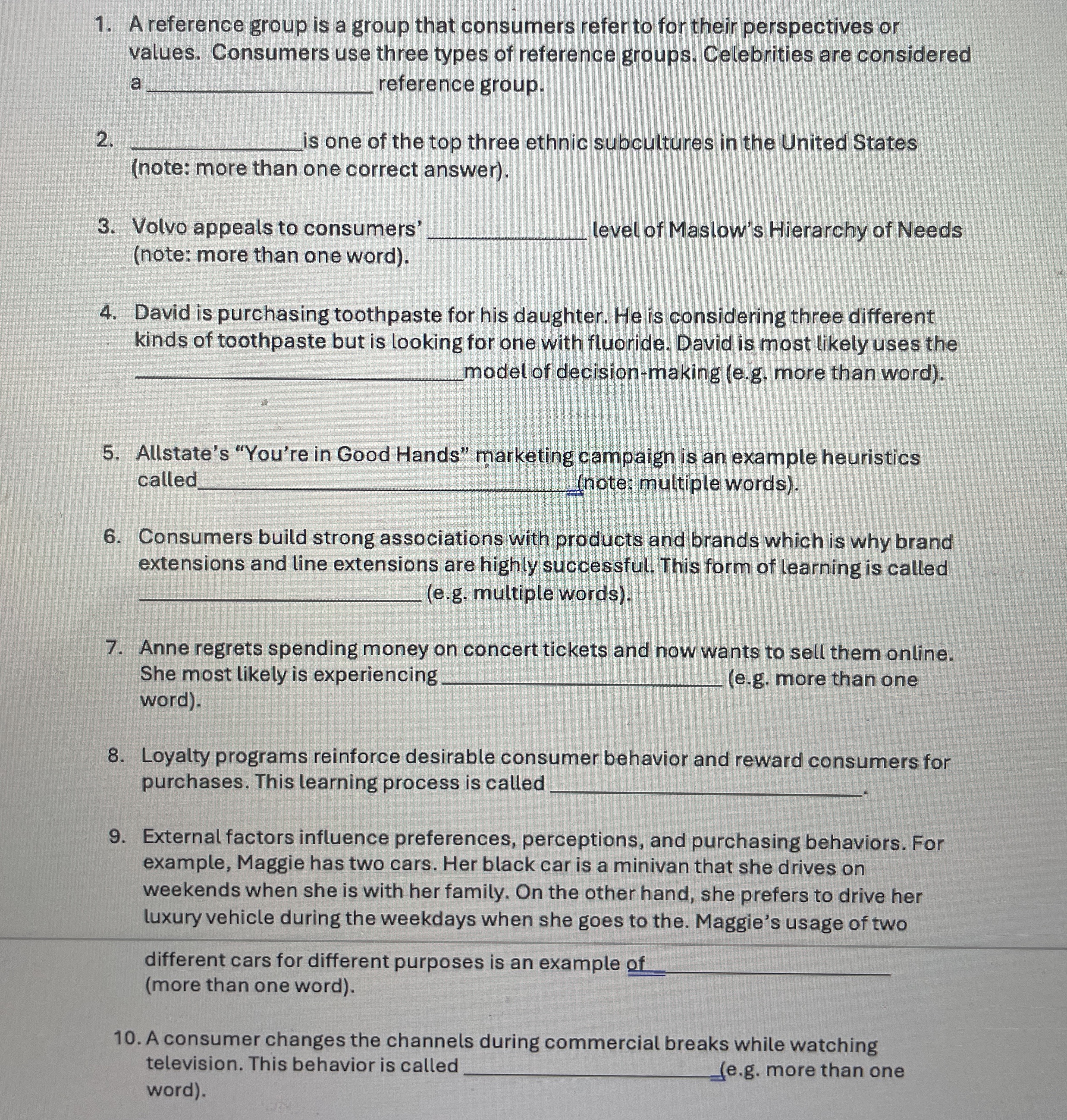  A reference group is a group that consumers refer to for