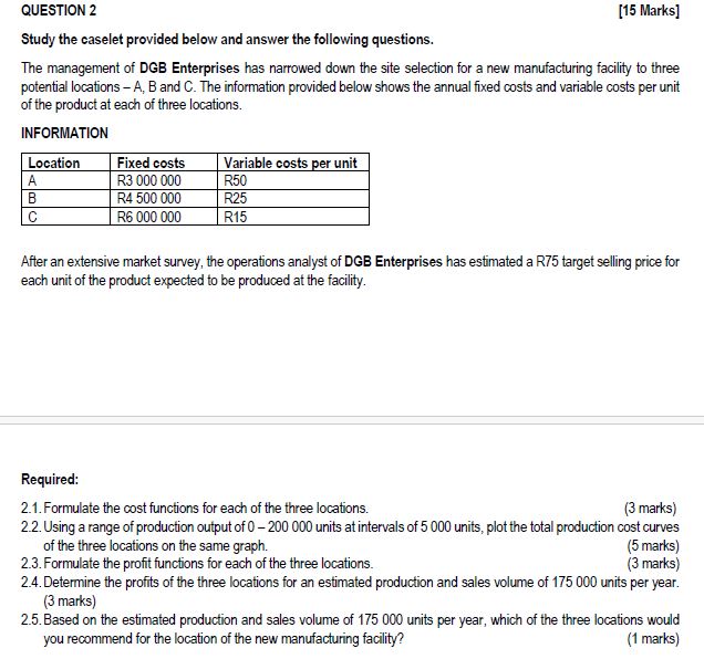  QUESTION 2 Study the caselet provided below and answer the following