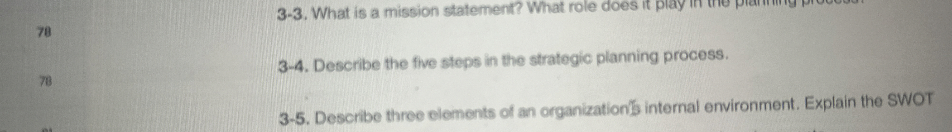  3-4. Describe the five steps in the strategic planning process. 