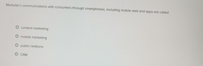  Marketer's communications with consumers through smartphones, including mobile web and apps