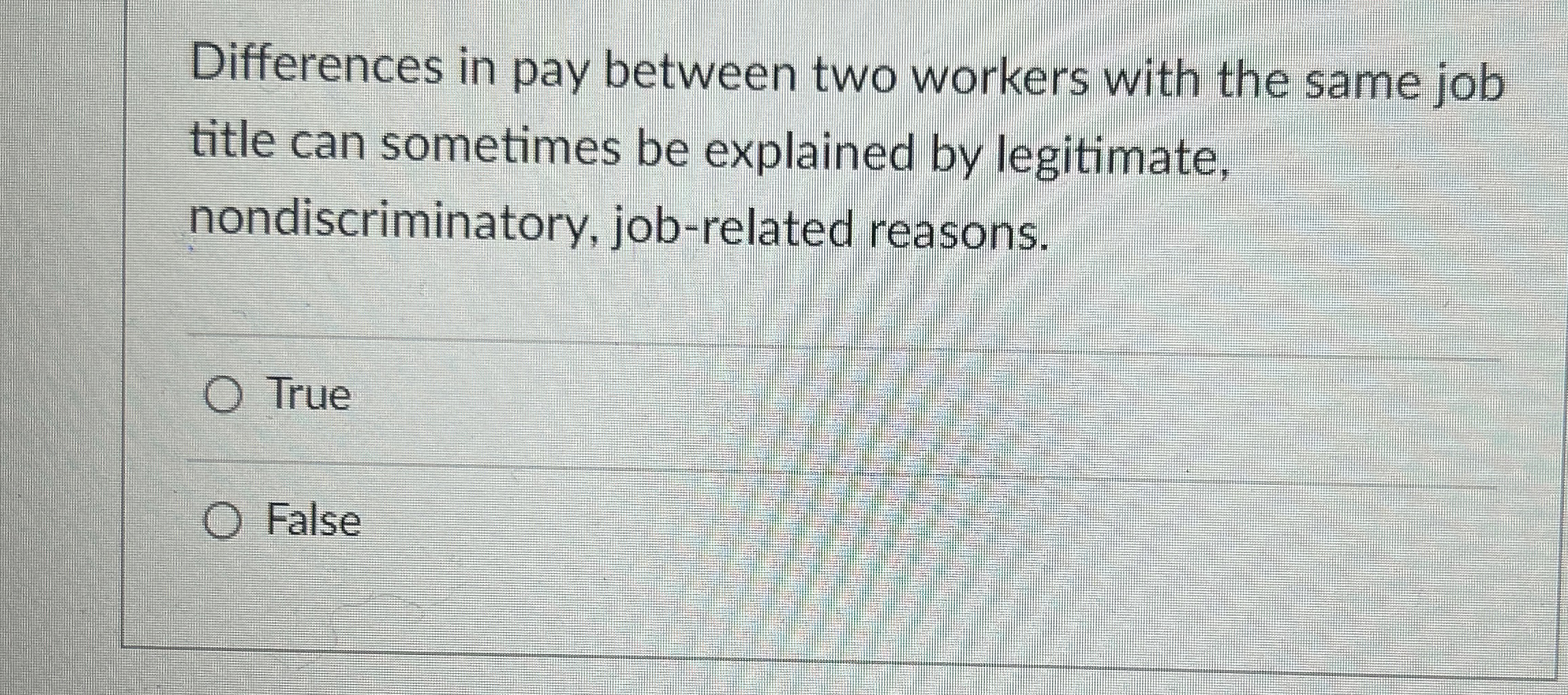  Differences in pay between two workers with the same job title
