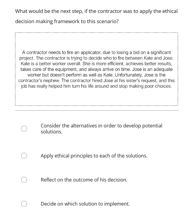  What would be the next step, if the contractor was to