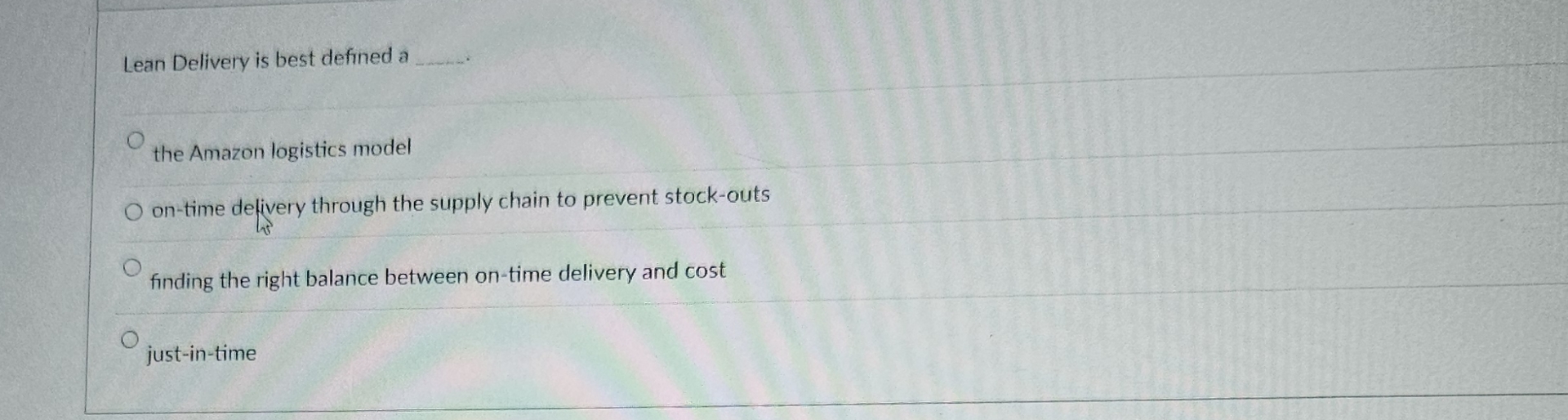  Lean Delivery is best defined a q, the Amazon logistics model