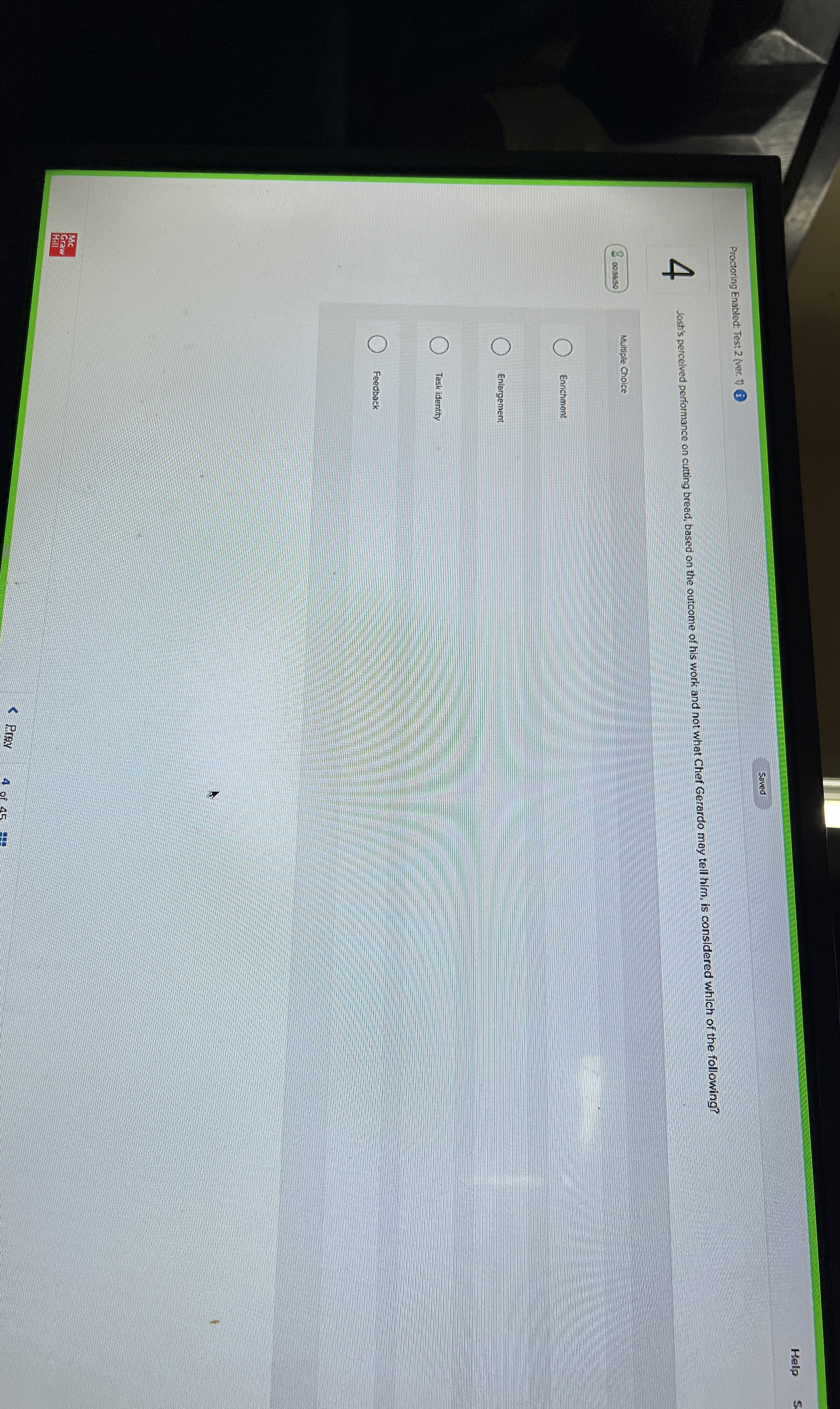  Joshs percieved performance on cutting bread based on the outcome of