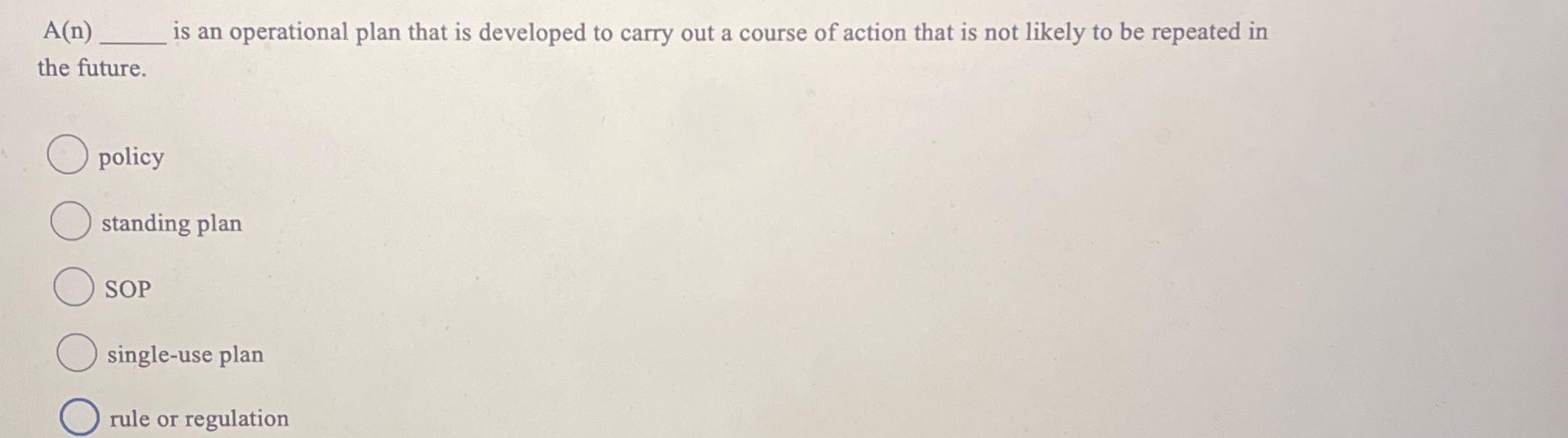  A(n) is an operational plan that is developed to carry out